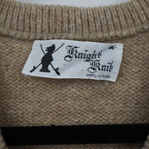 Knight Knit Wool Sweater Mens M Tan Snow Boarding Layering Outdoors Camp Hiking - Picture 2 of 13